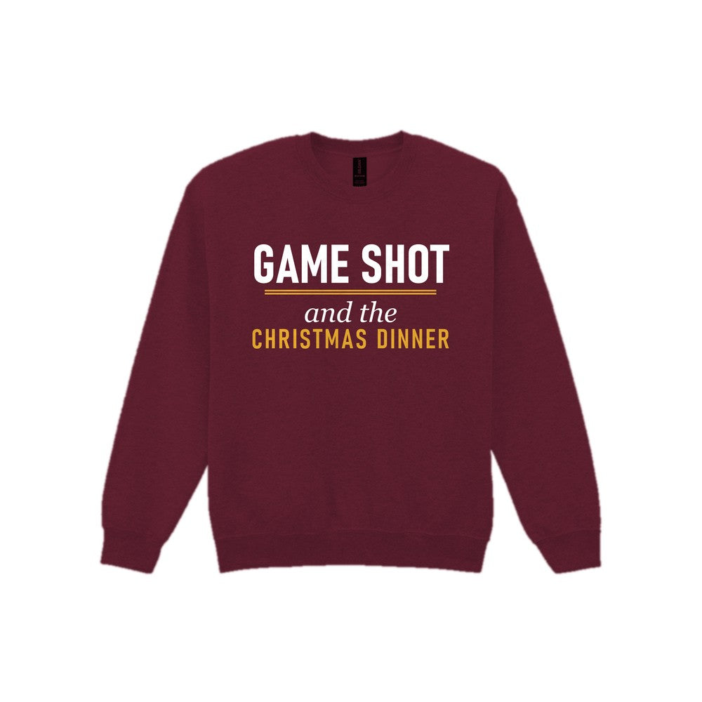 Game Shot And The Christmas Dinner Funny Darts Christmas Jumper & T-Shirt Sweatshirt in Maroon
