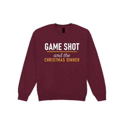 Game Shot And The Christmas Dinner Funny Darts Christmas Jumper & T-Shirt Sweatshirt in Maroon