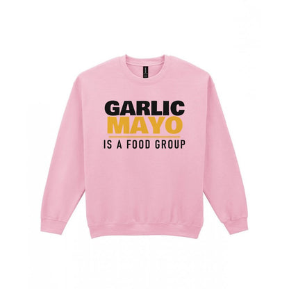 Garlic Mayo Is A Food Group Funny Food T-Shirt & Sweatshirt Sweatshirt in Light Pink