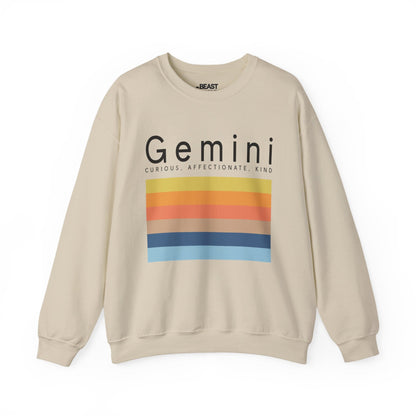 sand sweatshirt with gemini zodiac retro striped minimalist design