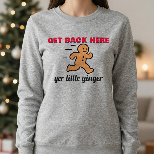 Get Back Here Yer Little Ginger Christmas Jumper & T-Shirt in Sport Grey (Sweatshirt), worn, our photo