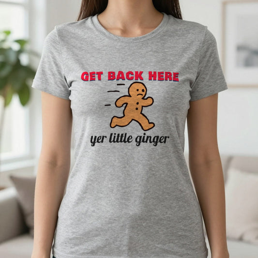 Get Back Here Yer Little Ginger Christmas Jumper & T-Shirt in Sport Grey (T-Shirt), worn, our photo