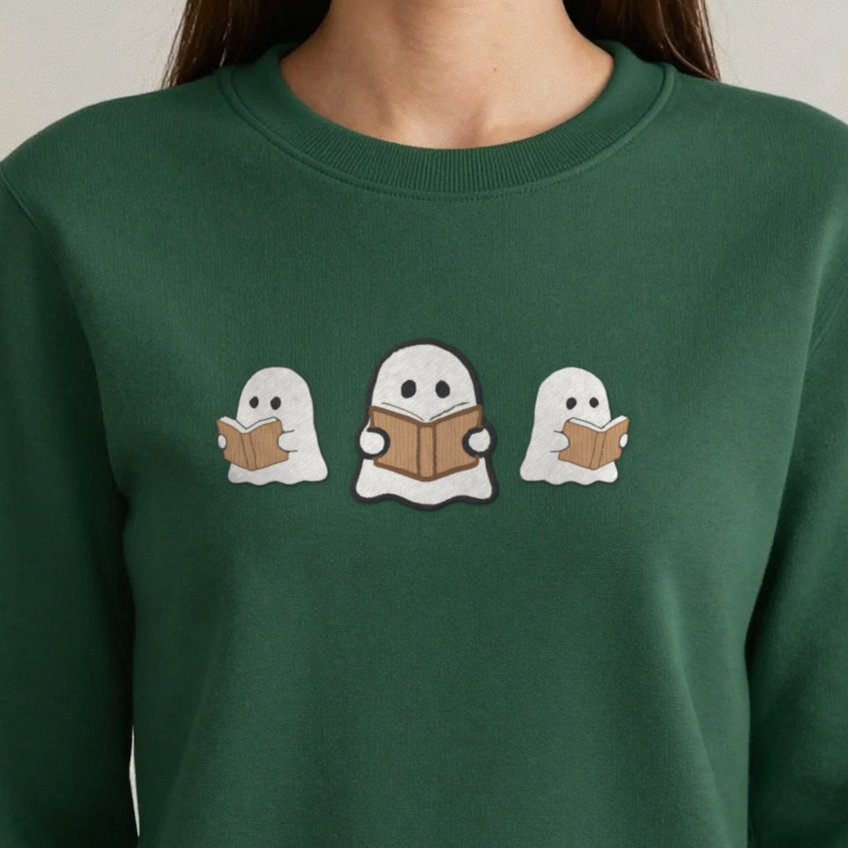 Ghosts Reading Books Embroidered Sweatshirt in another colour