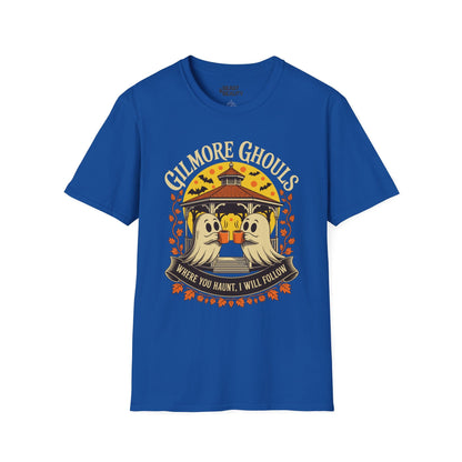 dark chocolate t-shirt with gilmore ghouls halloween ghost graphic