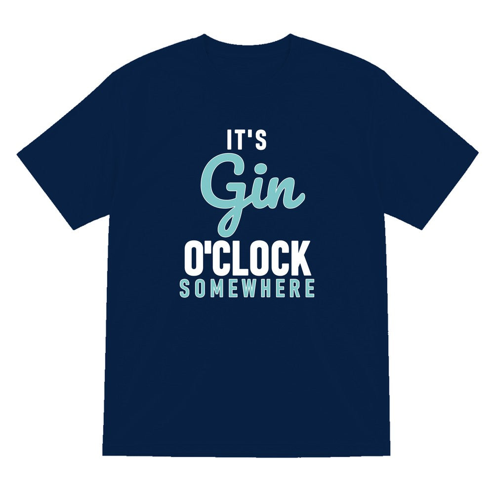 Gin O'Clock Somewhere Funny Quote T-Shirt & Sweatshirt T-Shirt in Navy