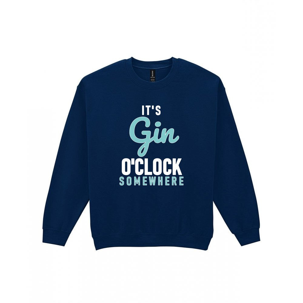 Gin O'Clock Somewhere Funny Quote T-Shirt & Sweatshirt Sweatshirt in Navy