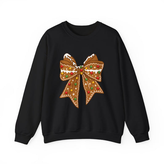 Gingerbread Bow Christmas Sweatshirt - funny sweatshirt by Cheeky Business