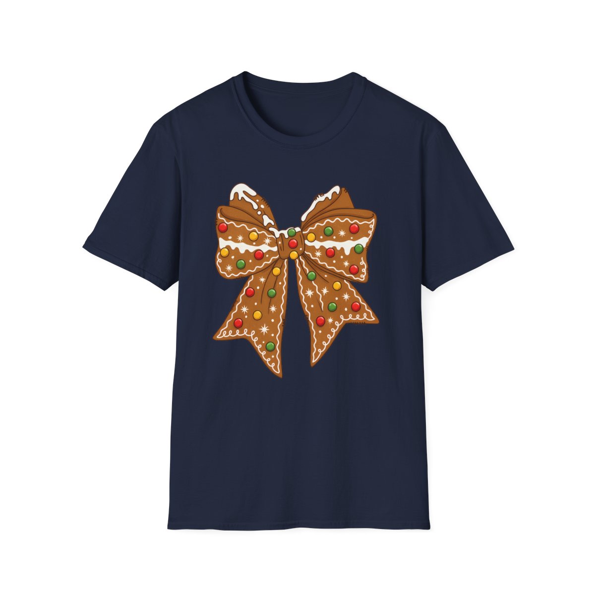 Gingerbread Coquette Bow Christmas T-Shirt - funny t-shirt by Cheeky Business