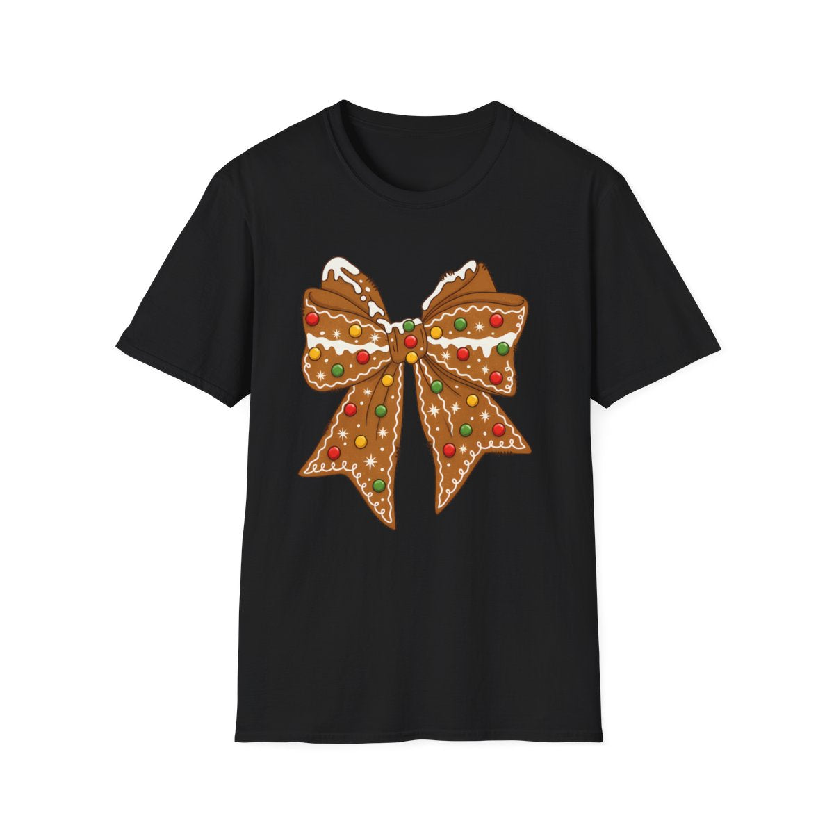Gingerbread Coquette Bow Christmas T-Shirt - funny t-shirt by Cheeky Business