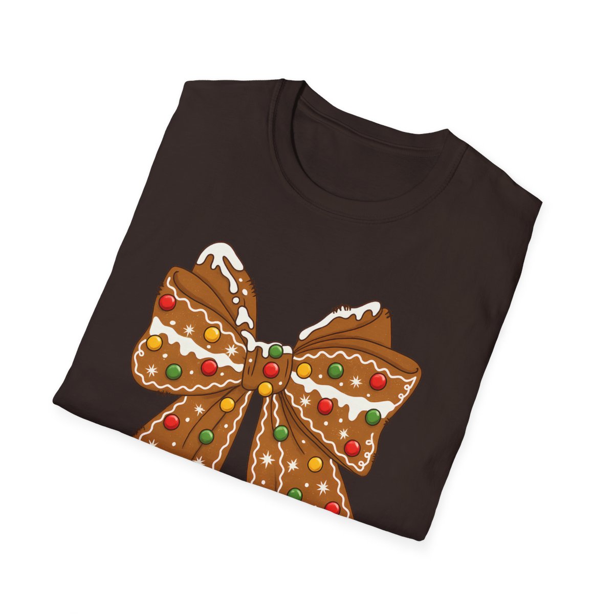 Gingerbread Coquette Bow Christmas T-Shirt - funny t-shirt by Cheeky Business