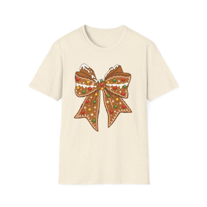 Gingerbread Coquette Bow Christmas T-Shirt - funny t-shirt by Cheeky Business