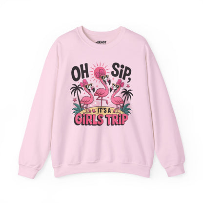 oh sip it s a girls trip sweatshirt light pink sweatshirt couples gift idea