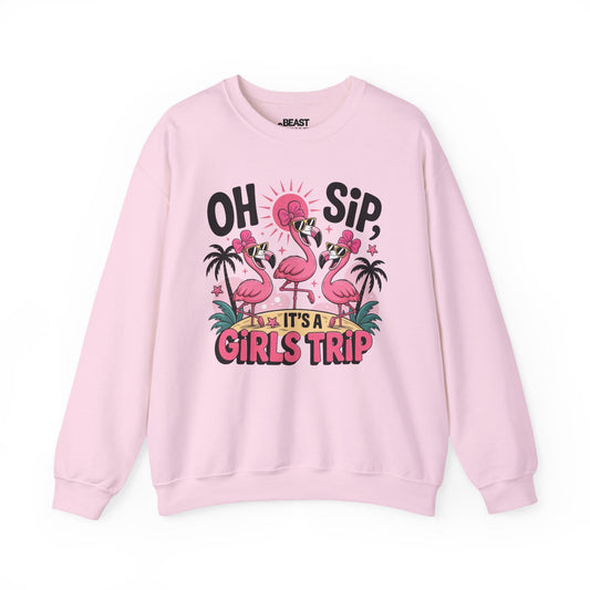 oh sip it s a girls trip sweatshirt light pink sweatshirt couples gift idea