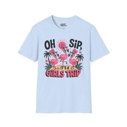 oh sip it s a girls trip t-shirt light blue t-shirt couples gift idea