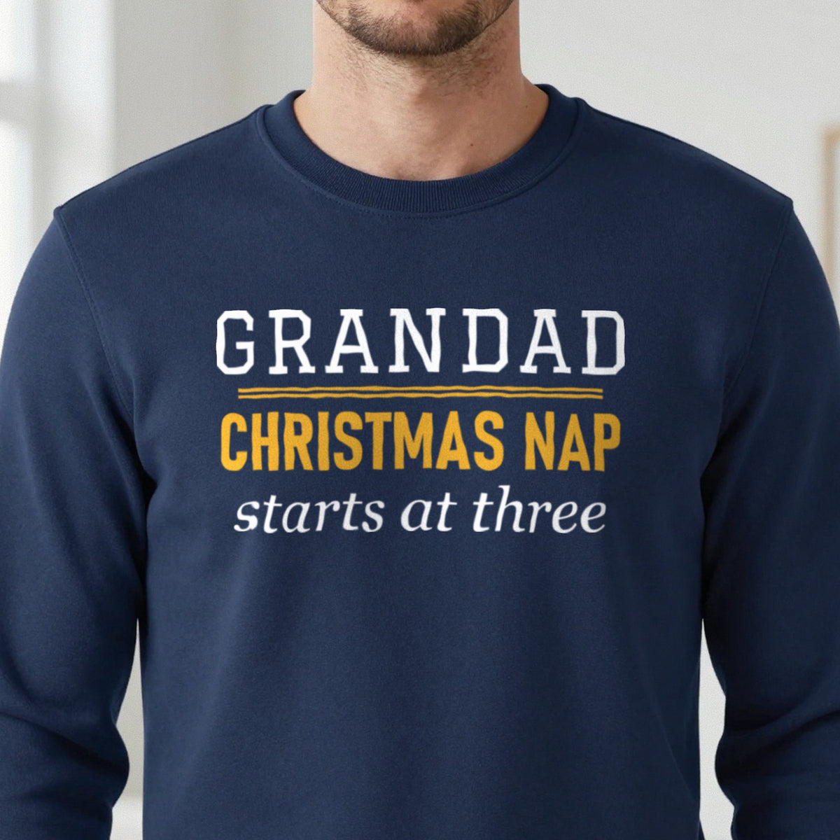 Grandad Christmas Nap Starts At Three Funny Grandad Christmas Jumper & T-Shirt close-up