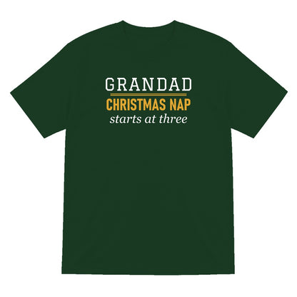 Grandad Christmas Nap Starts At Three Funny Grandad Christmas Jumper & T-Shirt T-Shirt in Forest Green