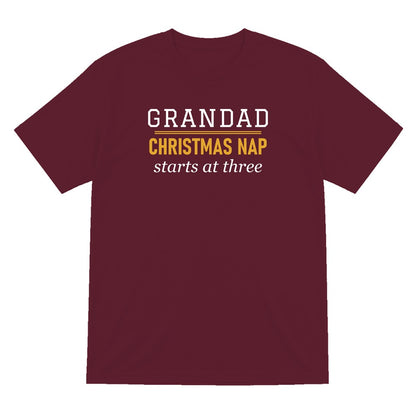 Grandad Christmas Nap Starts At Three Funny Grandad Christmas Jumper & T-Shirt T-Shirt in Maroon