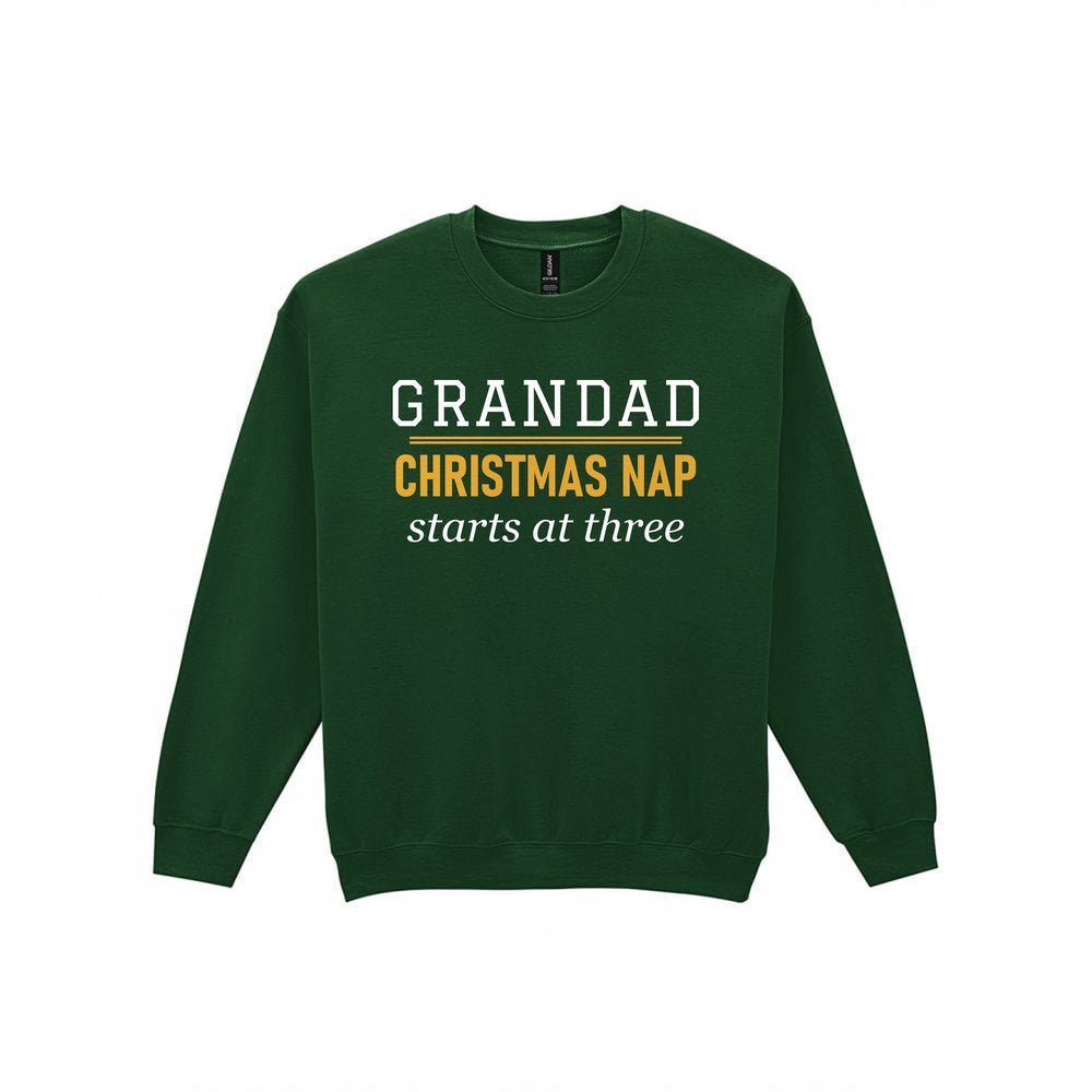 Grandad Christmas Nap Starts At Three Funny Grandad Christmas Jumper & T-Shirt Sweatshirt in Forest Green