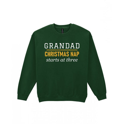 Grandad Christmas Nap Starts At Three Funny Grandad Christmas Jumper & T-Shirt Sweatshirt in Forest Green