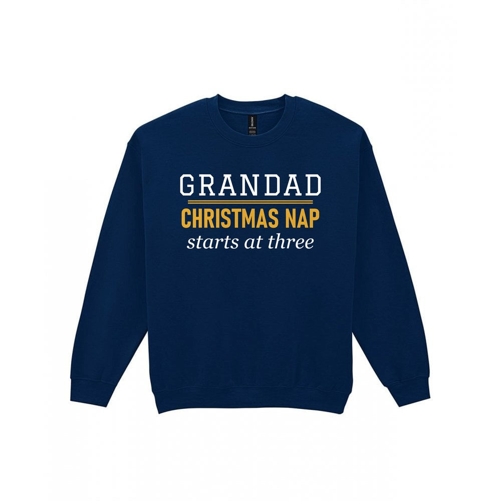 Grandad Christmas Nap Starts At Three Funny Grandad Christmas Jumper & T-Shirt Sweatshirt in Navy