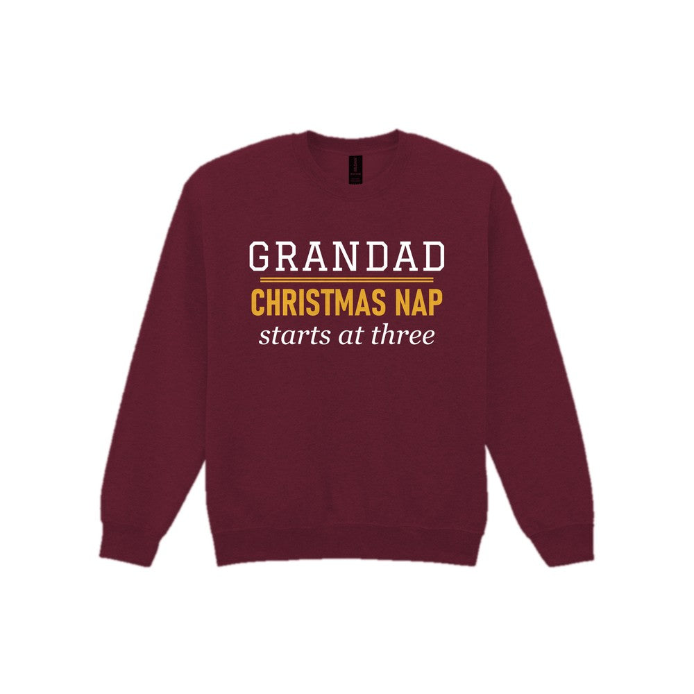 Grandad Christmas Nap Starts At Three Funny Grandad Christmas Jumper & T-Shirt Sweatshirt in Maroon
