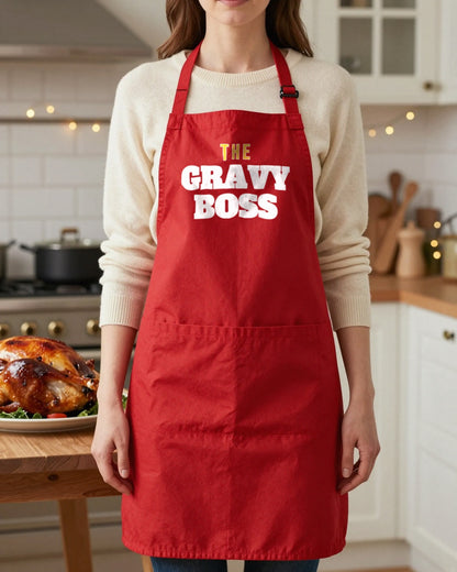 Gravy Boss & Gravy Apprentice grown-up apron, worn