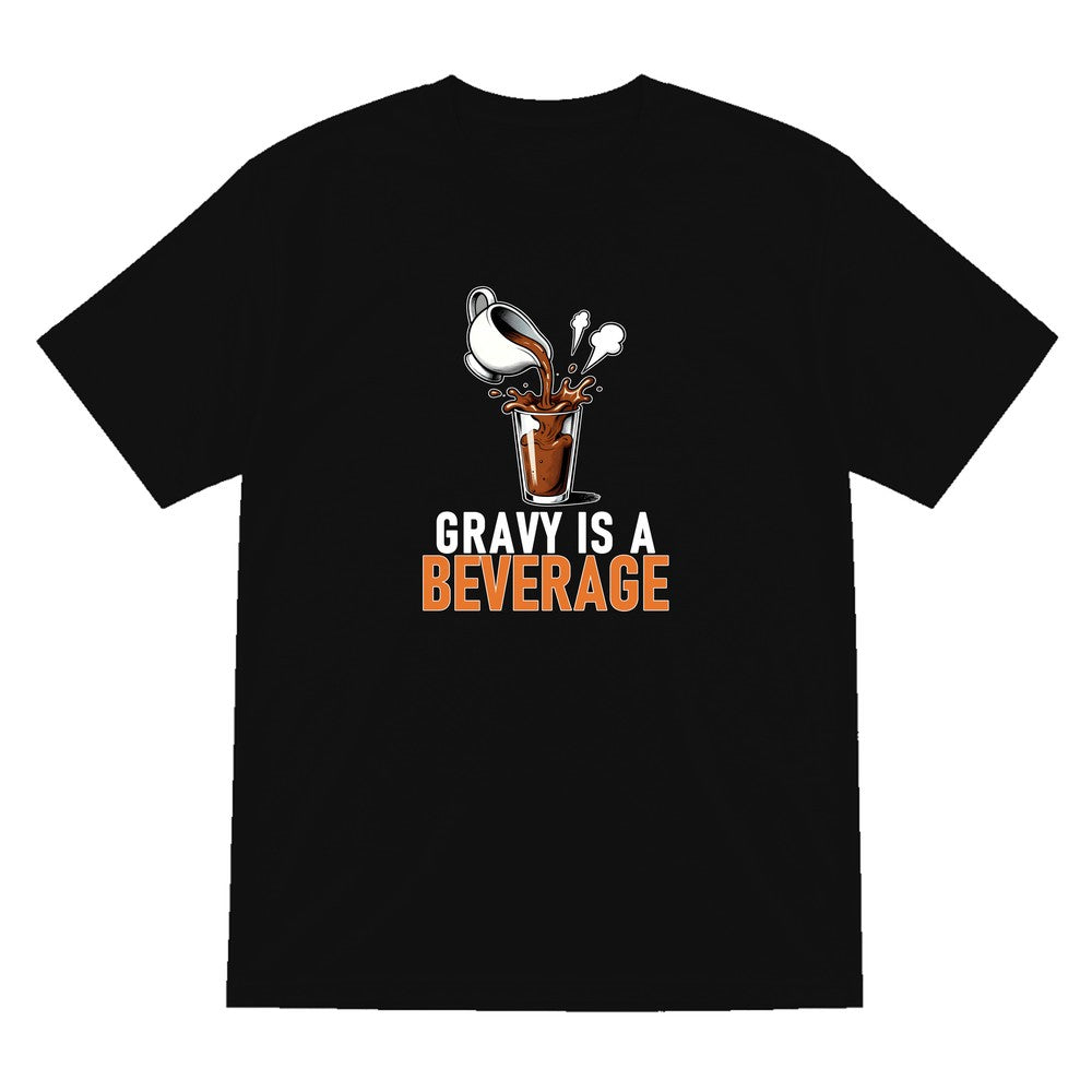 Gravy Is A Beverage Funny Christmas Jumper & T-Shirt T-Shirt in Black