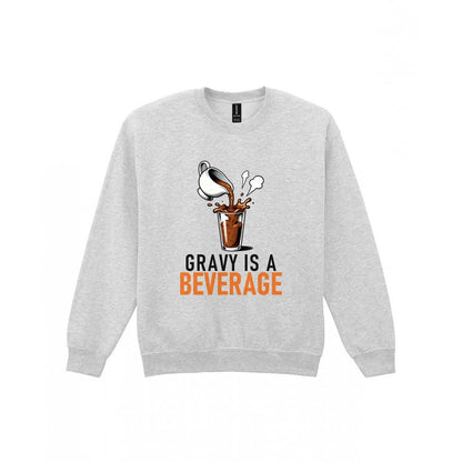 Gravy Is A Beverage Funny Christmas Jumper & T-Shirt Sweatshirt in Sport Grey