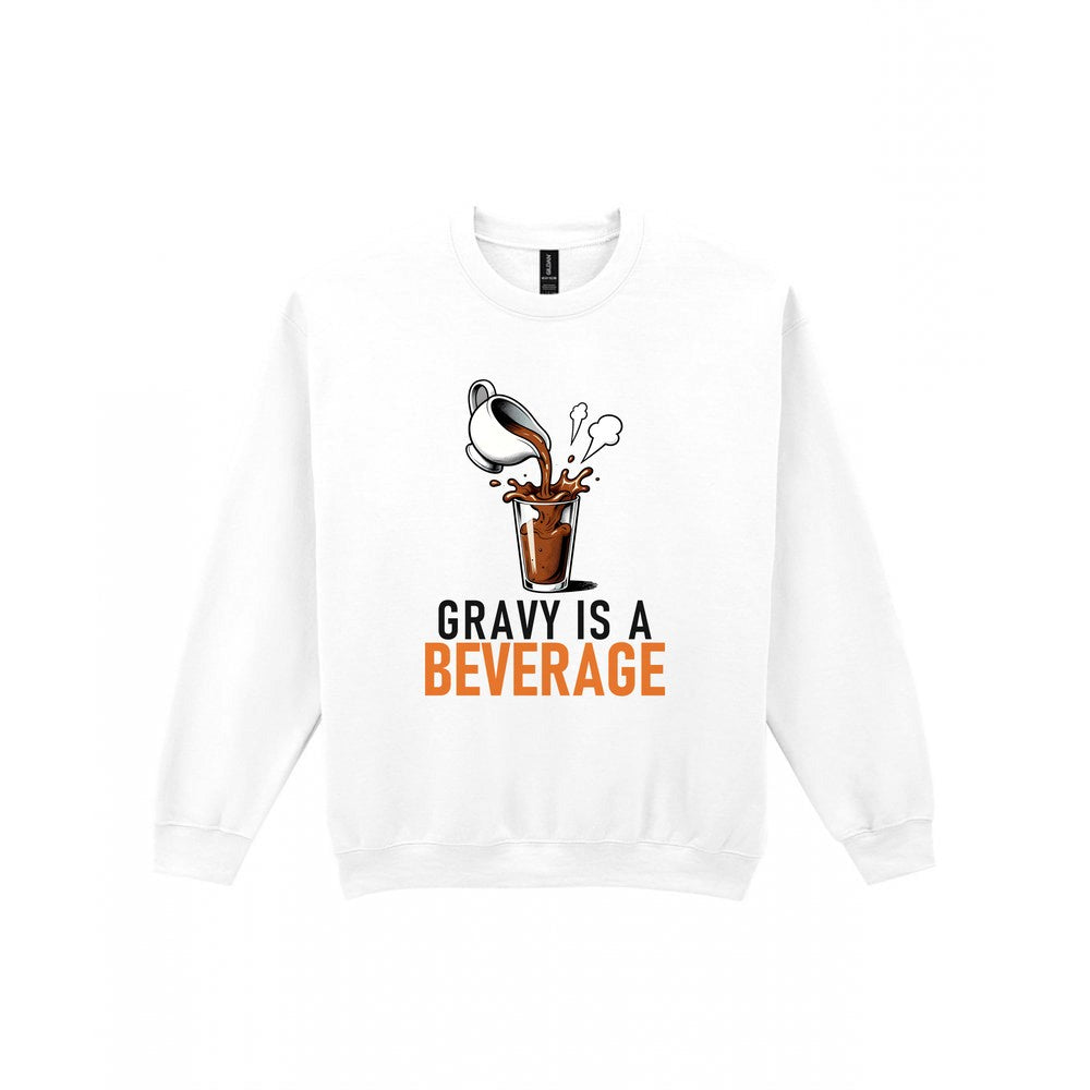 Gravy Is A Beverage Funny Christmas Jumper & T-Shirt Sweatshirt in White