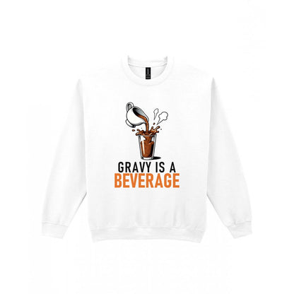 Gravy Is A Beverage Funny Christmas Jumper & T-Shirt Sweatshirt in White