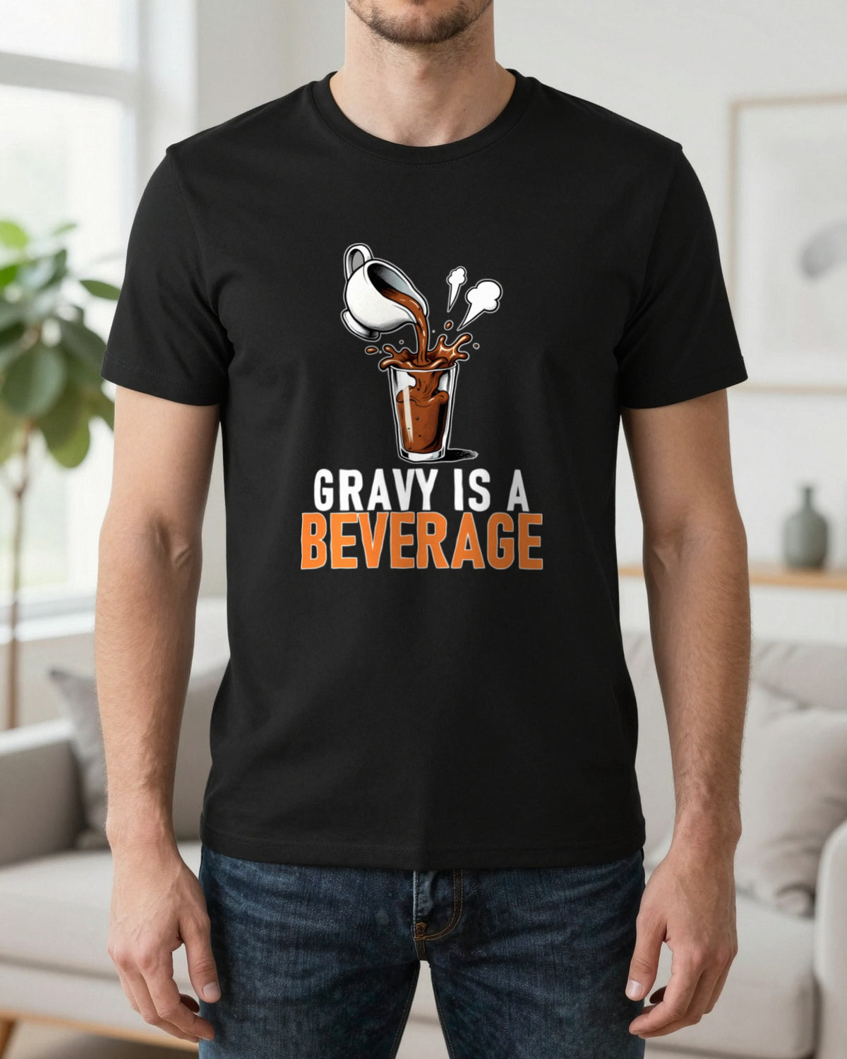 Gravy Is A Beverage Funny Christmas Jumper & T-Shirt worn