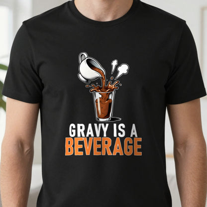 Gravy Is A Beverage Funny Christmas Jumper & T-Shirt close-up