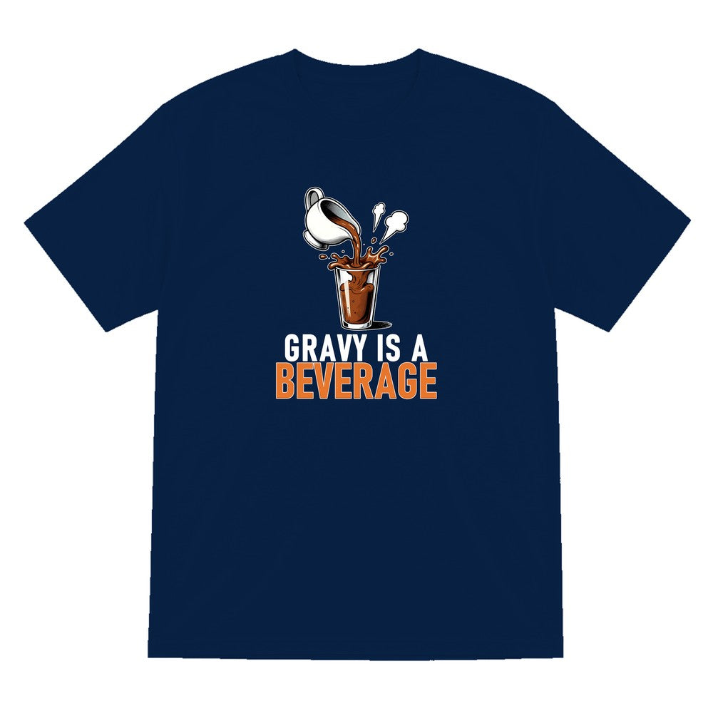 Gravy Is A Beverage Funny Christmas Jumper & T-Shirt T-Shirt in Navy