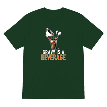 Gravy Is A Beverage Funny Christmas Jumper & T-Shirt T-Shirt in Forest Green