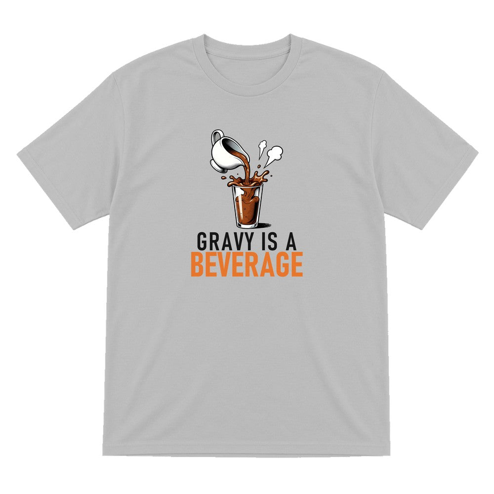 Gravy Is A Beverage Funny Christmas Jumper & T-Shirt T-Shirt in Sport Grey