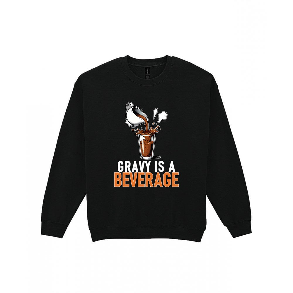 Gravy Is A Beverage Funny Christmas Jumper & T-Shirt Sweatshirt in Black