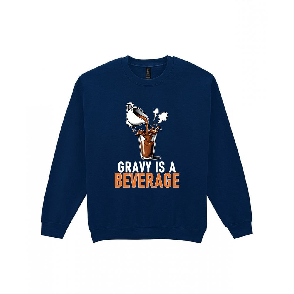 Gravy Is A Beverage Funny Christmas Jumper & T-Shirt Sweatshirt in Navy