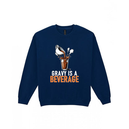 Gravy Is A Beverage Funny Christmas Jumper & T-Shirt Sweatshirt in Navy