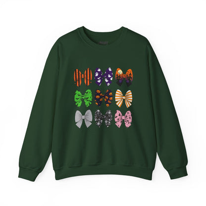 halloween bow pattern sweatshirt forest green sweatshirt Halloween gift idea