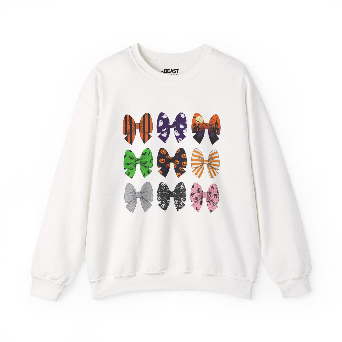 halloween bow pattern sweatshirt white sweatshirt Halloween gift idea