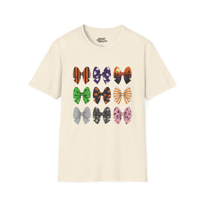 halloween bow pattern t-shirt natural t-shirt Halloween gift idea