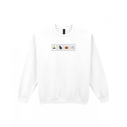 Halloween Stamps Embroidered Sweatshirt in White