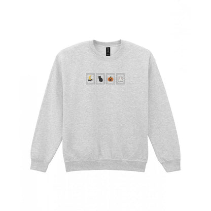 Halloween Stamps Embroidered Sweatshirt in Sport Grey