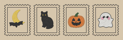 Halloween Stamps Embroidered Sweatshirt embroidery close-up