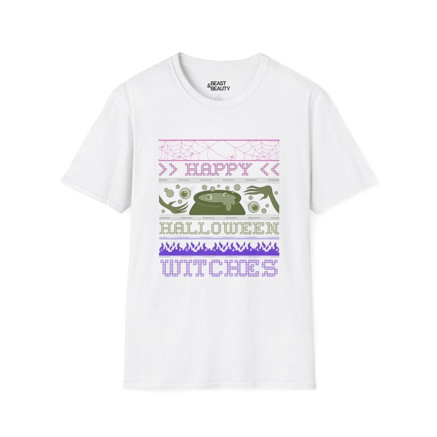 happy halloween witches retro graphic t-shirt t-shirt alternate colour product image
