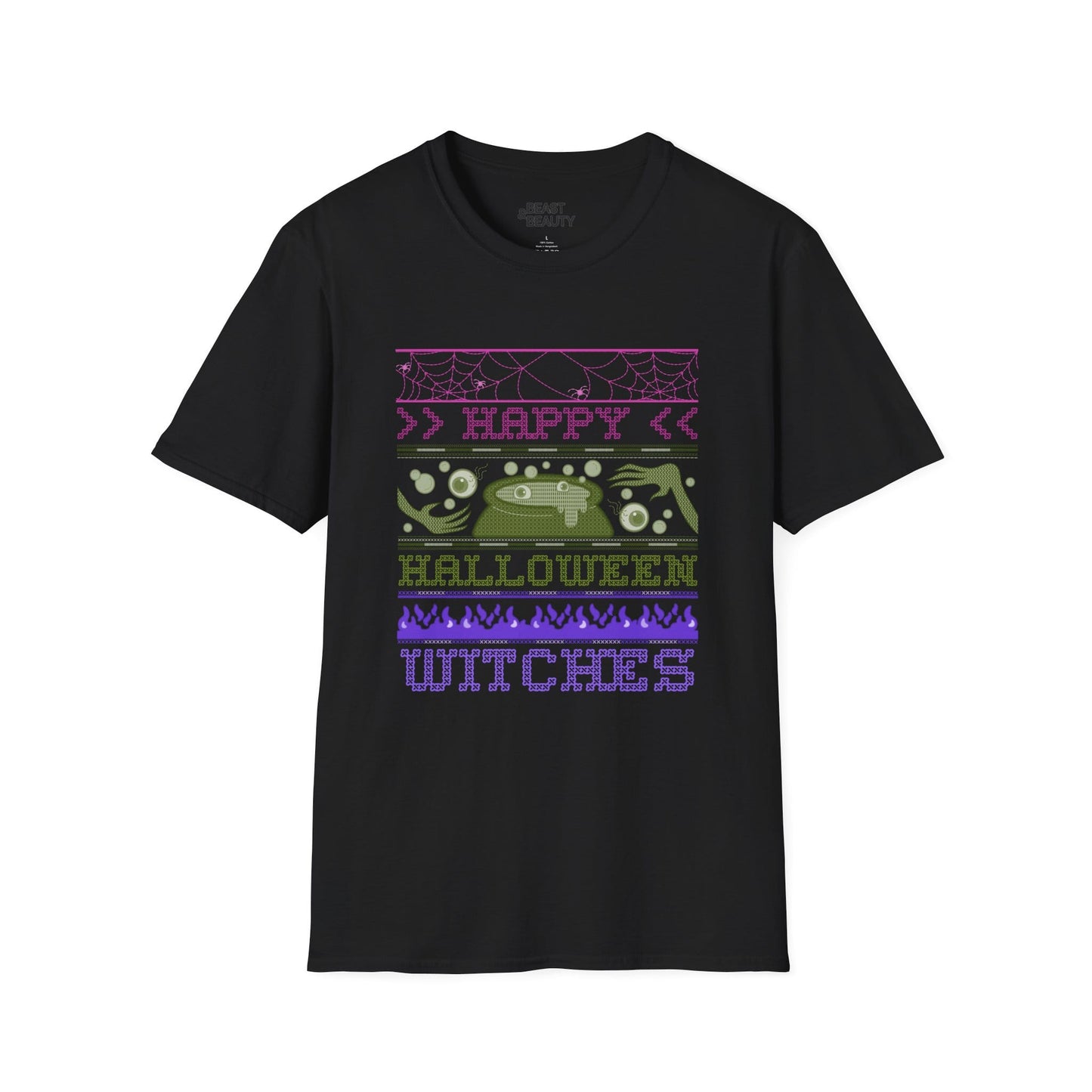 happy halloween witches retro graphic t-shirt t-shirt front product image
