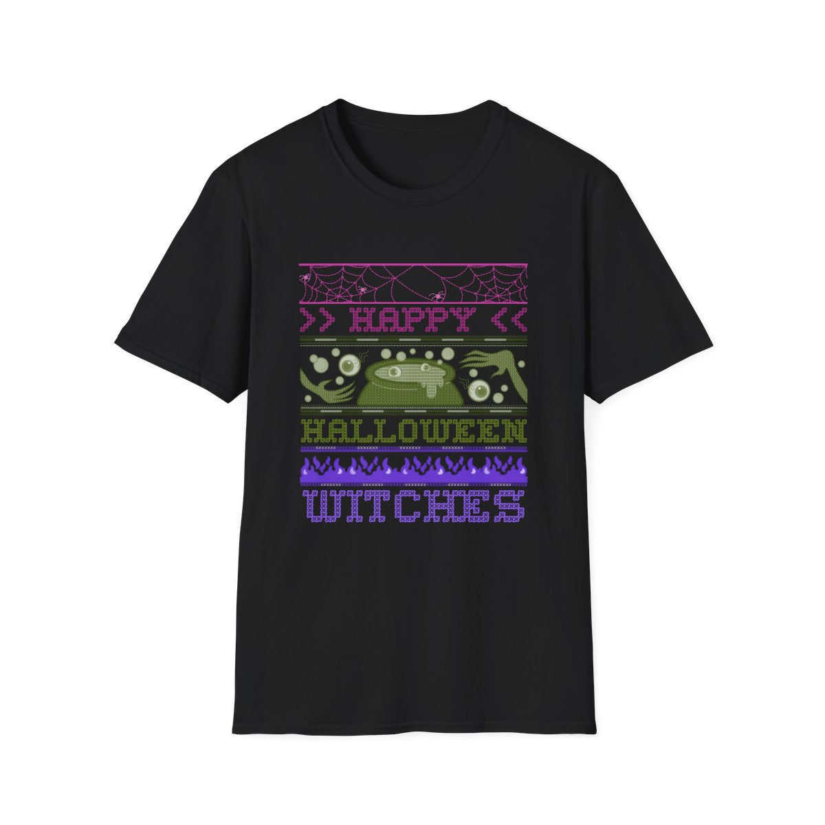 Happy Halloween Witches Retro Graphic T-Shirt - funny t-shirt by Cheeky Business