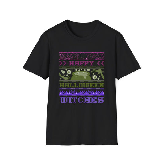 Happy Halloween Witches Retro Graphic T-Shirt - funny t-shirt by Cheeky Business