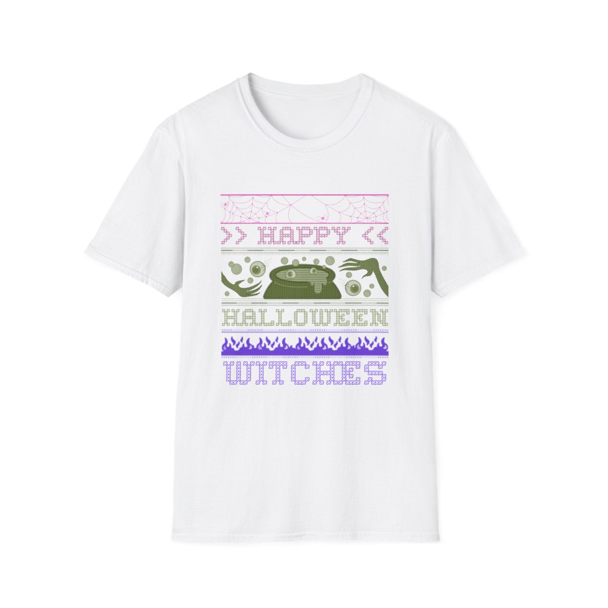 Happy Halloween Witches Retro Graphic T-Shirt - funny t-shirt by Cheeky Business