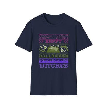 Happy Halloween Witches Retro Graphic T-Shirt - funny t-shirt by Cheeky Business